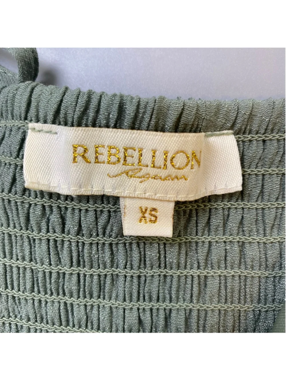 Rebellion Again Dress XS Sage Green Crochet Tiered Boho Fairy Coastal Cowgirl - Picture 4 of 11